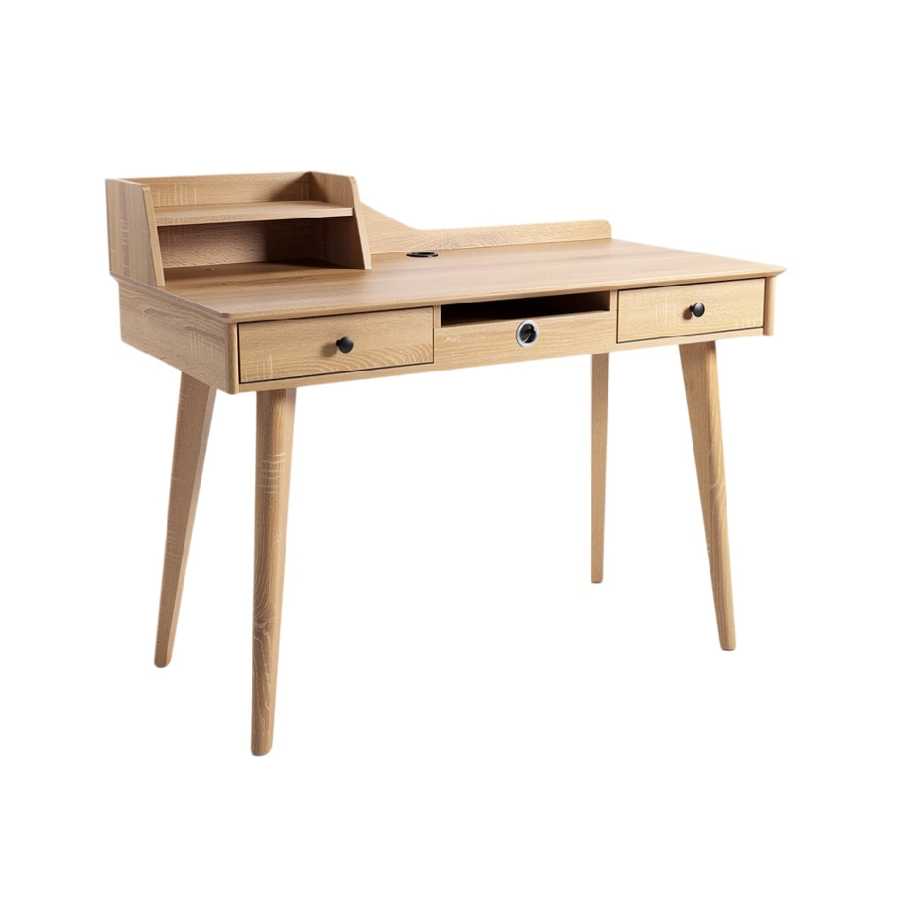 **Bureau en bois avec rangements intégrés et design épuré**