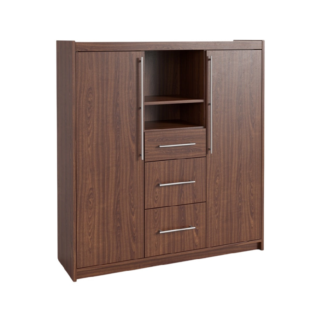 **Meuble de rangement en bois avec tiroirs et étagères**