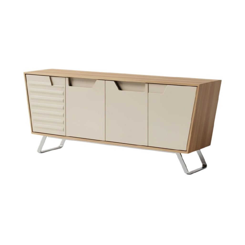 **Buffet moderne en bois et métal, design épuré avec rangement intégré**