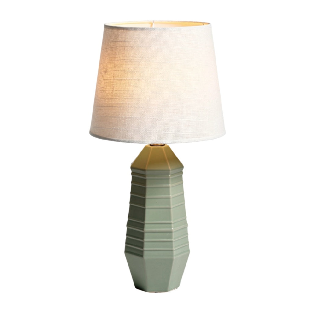 **Lampe de Table Élégante en Céramique avec Abat-Jour en Lin**