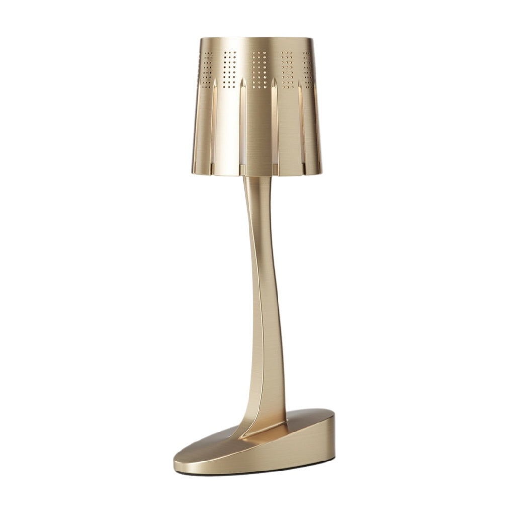 **Lampe de table moderne en métal doré avec abat-jour perforé**